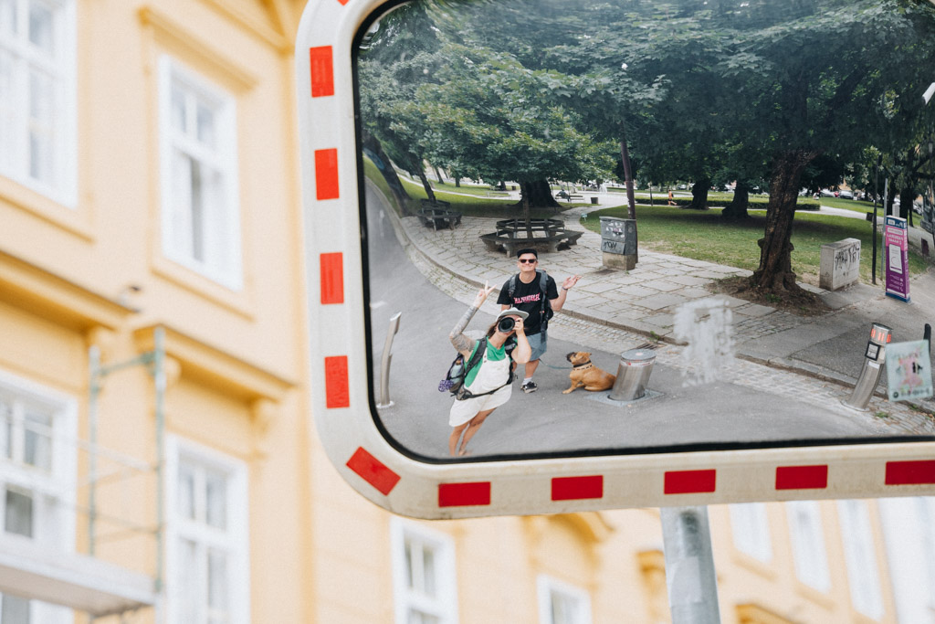 Maribor mit Hund zu Fuß erkunden, Stellplatz außerhalb der Stadt an einem Restaurant